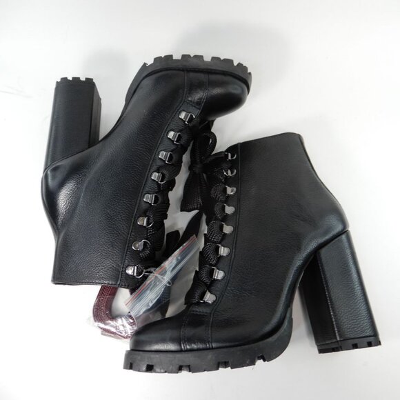 Schutz Zhara Lace up Ankle High Heel Bootie Size 8.5 Black Leather NEW $158 - Picture 11 of 16